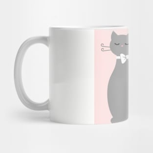 Gray Cat with Ribbon Mug